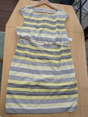 Calvin Klein Yellow & Gray Striped Dress